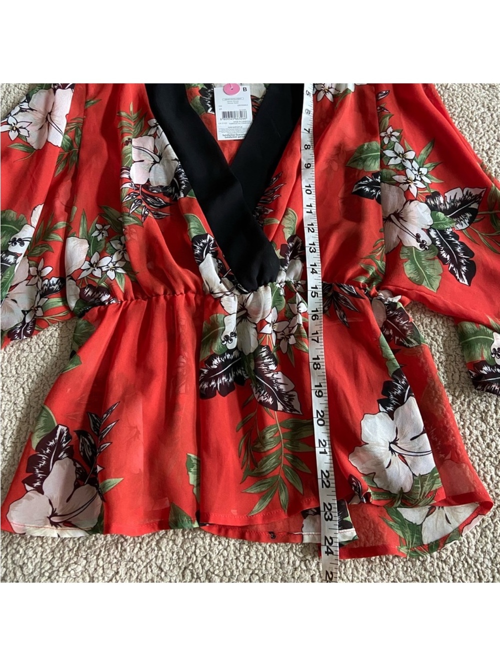 ☀️ George ☀️ bright red floral blouse - Picture 5 of 6